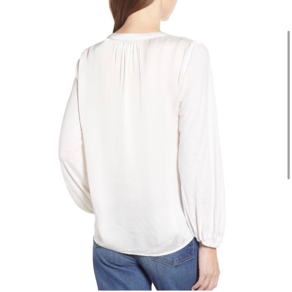 Velvet by Graham and Spencer trinette cream mixed media cotton blend blouse XS - Picture 3 of 10